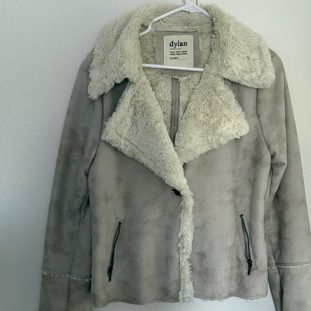 Dylan Women's Cream and Gray Teddy Jacket